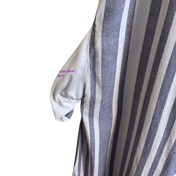 Everlily Women's Jumpsuit Size S White Blue Stripe Wide Leg Linen Blend Comfy - Picture 7 of 11